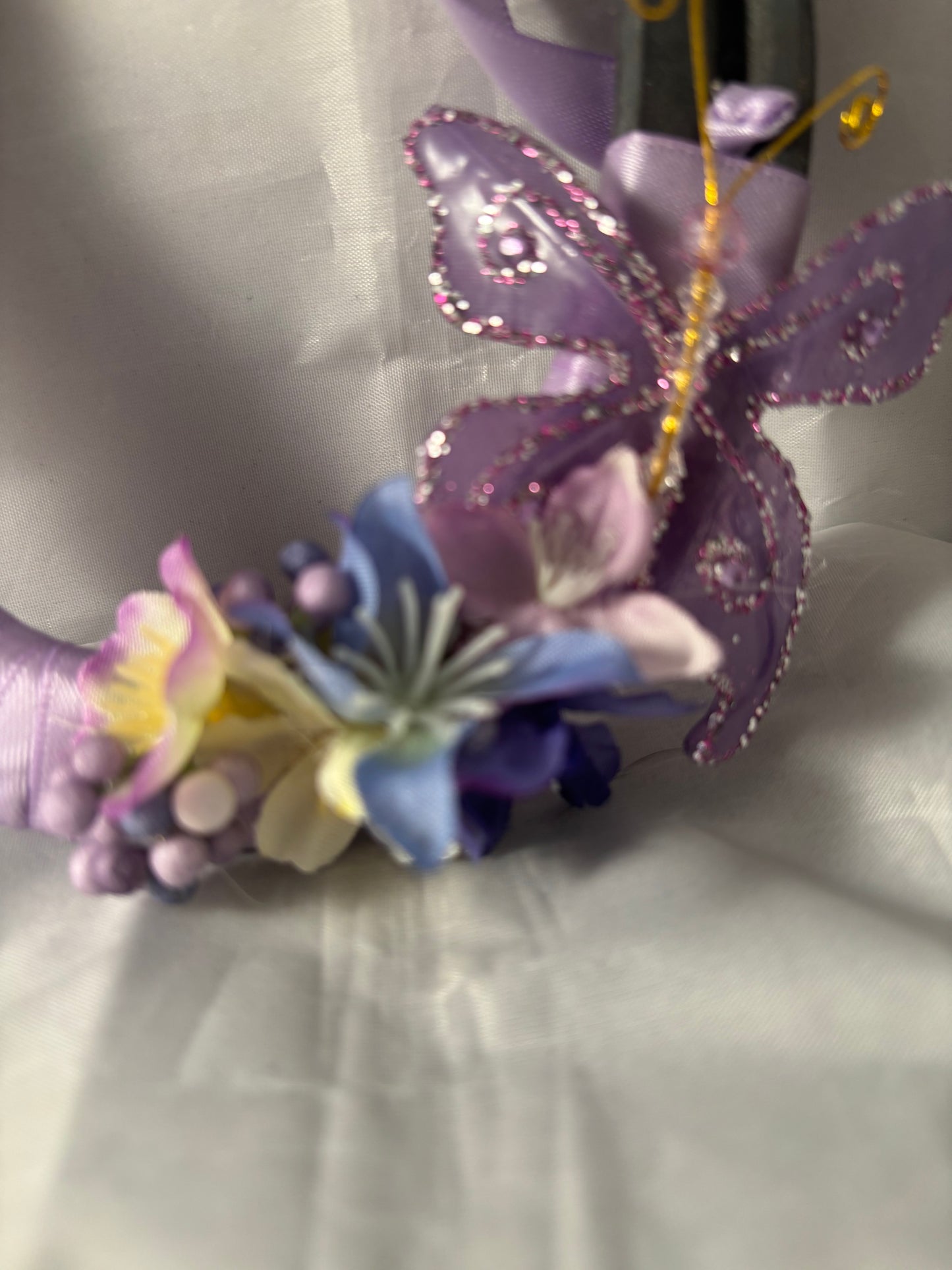 Lavender Butterfly Decorated Horse Shoe