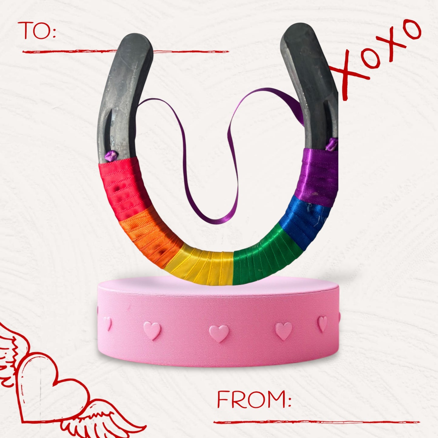 Rainbow Valentine's Day Decorated Horseshoe