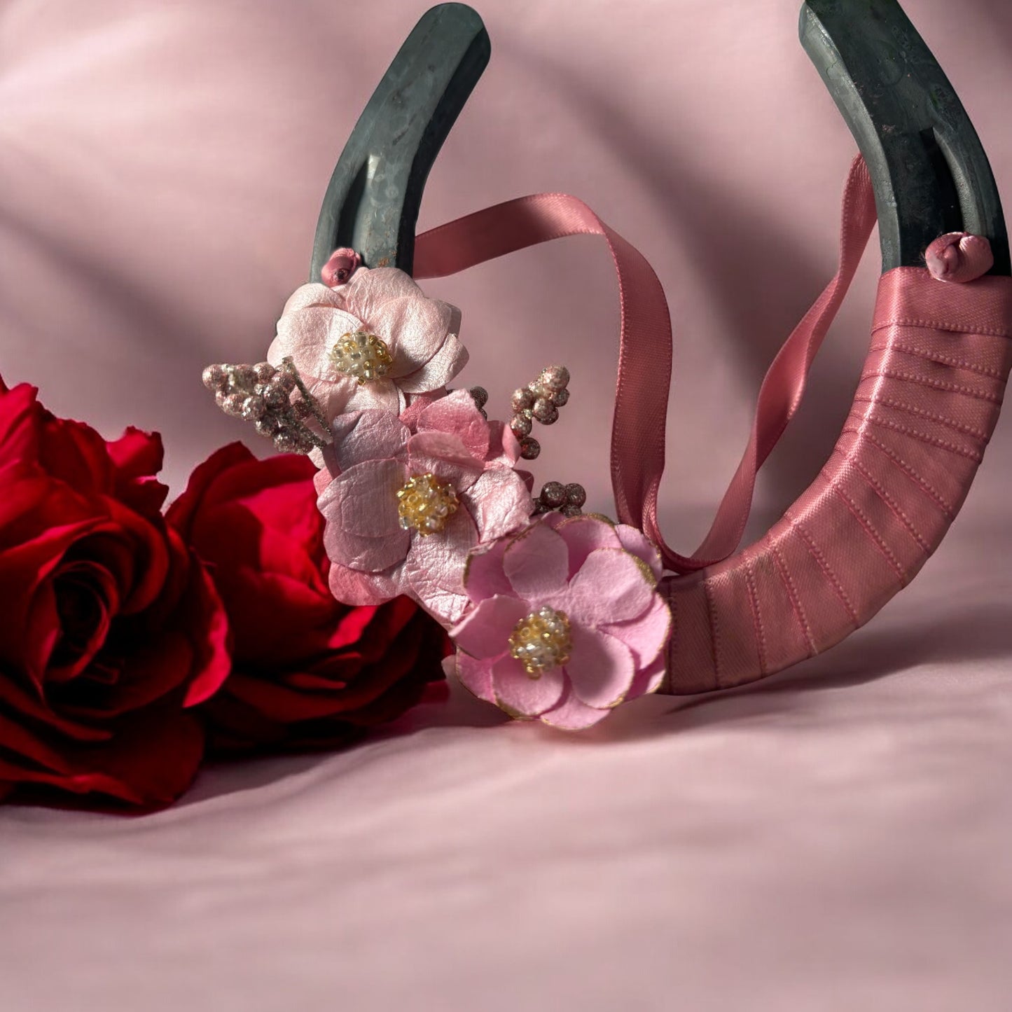 Sweetheart Pink Floral Valentine's Decorated Horseshoe