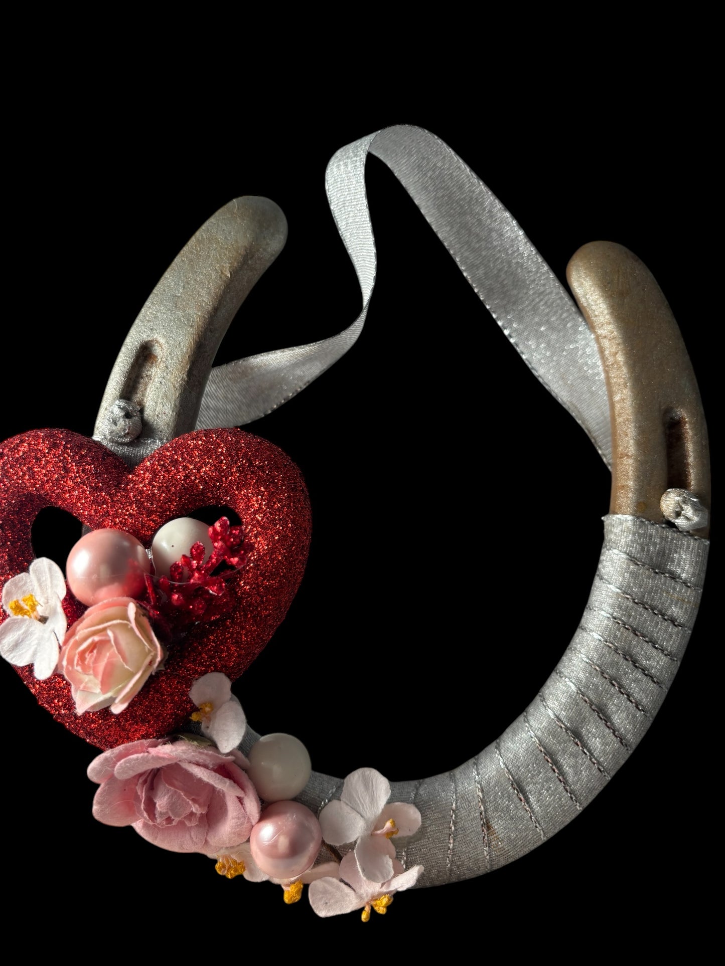 Hearts and Flowers Decorated Horseshoe