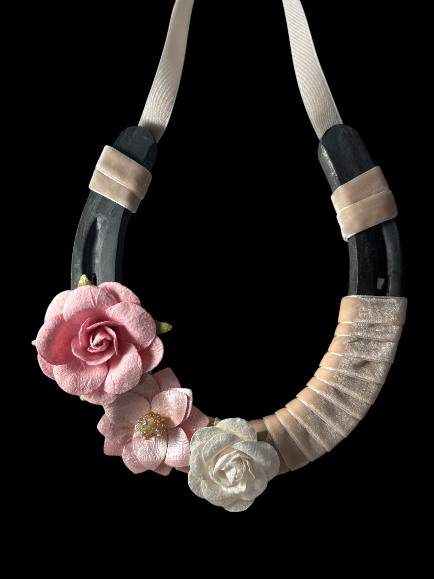 Baby Pink Velvety Decorated Horseshoe