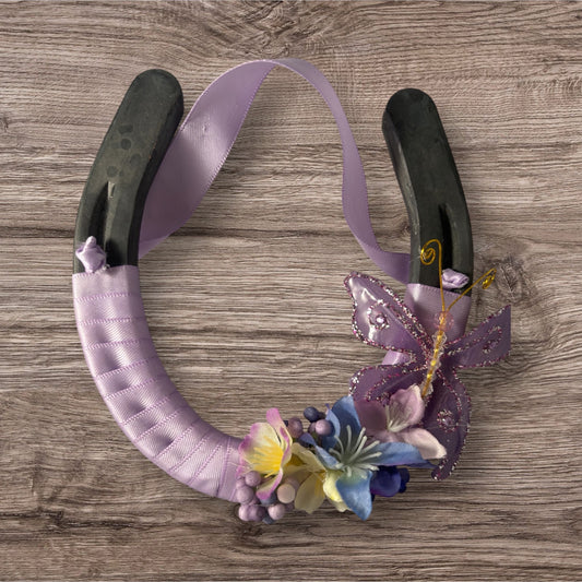 Lavender Butterfly Decorated Horse Shoe