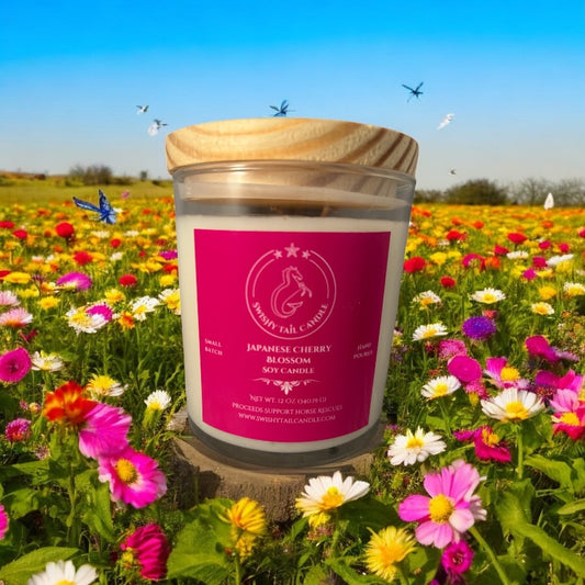 Japanese Cherry Blossom Handmade Soy Candle Supports Horse Rescues